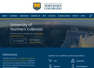 How unco.edu looks like on a tablet such as an iPad.