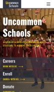 How uncommonschools.org looks like on a mobile device such as an iPhone.