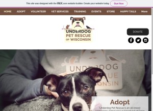 How underdogpetrescue.org looks like on a tablet such as an iPad.