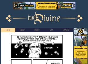 How undivinecomic.com looks like on a tablet such as an iPad.