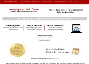 How unemploymentcom.com looks like on a tablet such as an iPad.