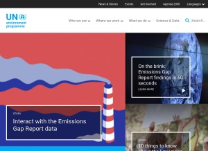 How unenvironment.org looks like on a tablet such as an iPad.