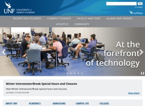 How unf.edu looks like on a tablet such as an iPad.