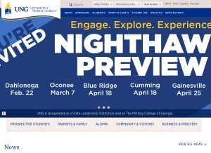 How ung.edu looks like on a tablet such as an iPad.