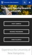 How unh.edu looks like on a mobile device such as an iPhone.