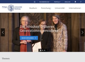 How uni-marburg.de looks like on a tablet such as an iPad.
