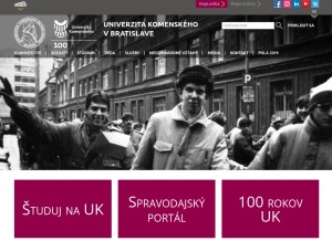 How uniba.sk looks like on a tablet such as an iPad.