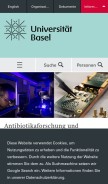 How unibas.ch looks like on a mobile device such as an iPhone.