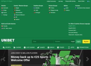 How unibet.com looks like on a tablet such as an iPad.