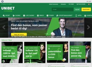 How unibet.dk looks like on a tablet such as an iPad.