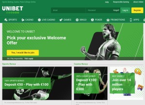 How unibet.eu looks like on a tablet such as an iPad.