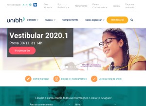 How unibh.br looks like on a tablet such as an iPad.