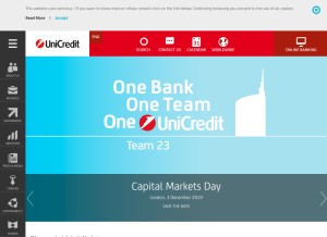 How unicredit.eu looks like on a tablet such as an iPad.