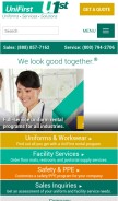 How unifirst.com looks like on a mobile device such as an iPhone.