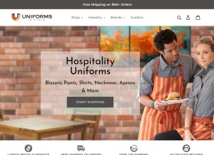 How uniformsinstock.com looks like on a tablet such as an iPad.