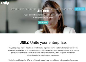 How unily.com looks like on a tablet such as an iPad.