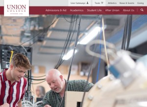 How union.edu looks like on a tablet such as an iPad.