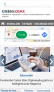 How unioncdmx.mx looks like on a mobile device such as an iPhone.