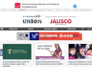 How unionjalisco.mx looks like on a tablet such as an iPad.