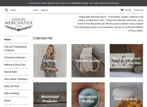 How unionmercantileco.com looks like on a tablet such as an iPad.
