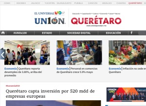 How unionqueretaro.mx looks like on a tablet such as an iPad.