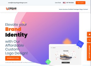 How uniquelogodesigns.com looks like on a tablet such as an iPad.