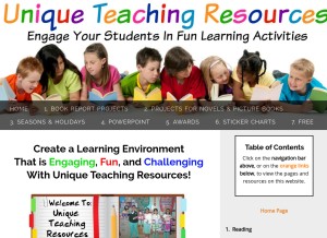 How uniqueteachingresources.com looks like on a tablet such as an iPad.