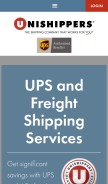 How unishippers.com looks like on a mobile device such as an iPhone.