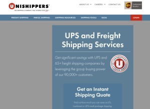 How unishippers.com looks like on a tablet such as an iPad.