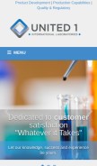How united1labs.com looks like on a mobile device such as an iPhone.