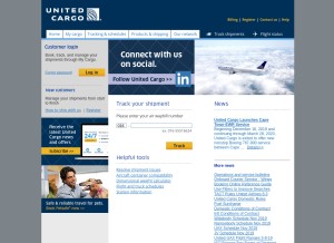 How unitedcargo.com looks like on a tablet such as an iPad.