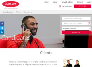 How unitemps.com looks like on a tablet such as an iPad.