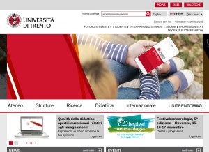 How unitn.it looks like on a tablet such as an iPad.