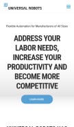 How universal-robots.com looks like on a mobile device such as an iPhone.
