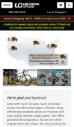 How universalcycles.com looks like on a mobile device such as an iPhone.