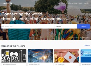 How universe.com looks like on a tablet such as an iPad.