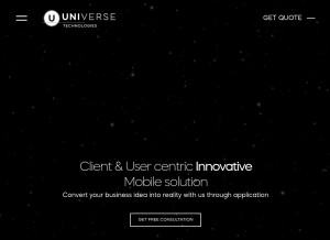 How universetech.co looks like on a tablet such as an iPad.