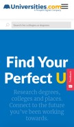 How universities.com looks like on a mobile device such as an iPhone.