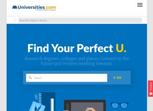 How universities.com looks like on a tablet such as an iPad.