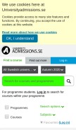 How universityadmissions.se looks like on a mobile device such as an iPhone.