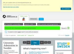 How universityadmissions.se looks like on a tablet such as an iPad.