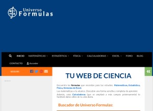 How universoformulas.com looks like on a tablet such as an iPad.