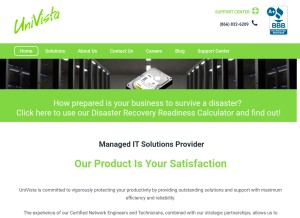 How univista.com looks like on a tablet such as an iPad.