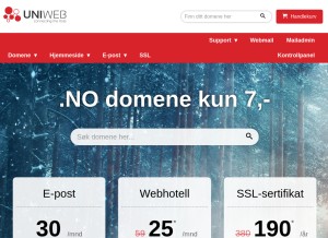 How uniweb.no looks like on a tablet such as an iPad.