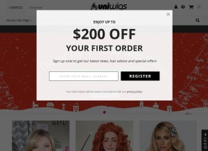 How uniwigs.com looks like on a tablet such as an iPad.