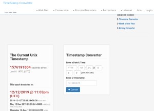 How unixtimestamp.com looks like on a tablet such as an iPad.