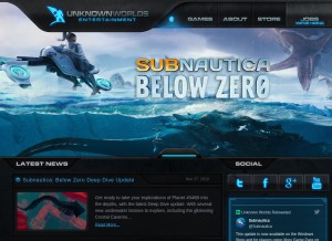 How unknownworlds.com looks like on a tablet such as an iPad.