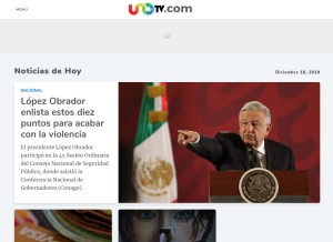 How unotv.com looks like on a tablet such as an iPad.