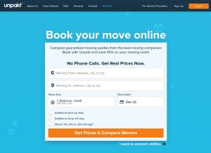 How unpakt.com looks like on a tablet such as an iPad.