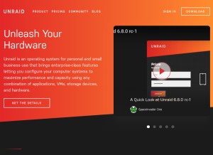 How unraid.net looks like on a tablet such as an iPad.
